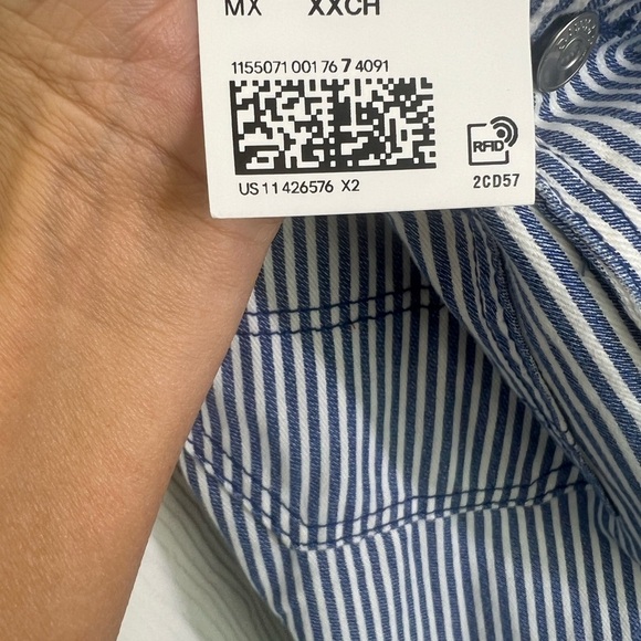 H&M - NWT Twill Dungarees Blue And White Stripe Adjustable Strap Overalls XXS - Picture 9 of 13